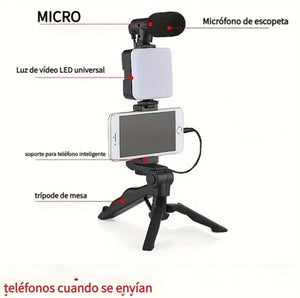 Kit De Grabación Con Micrófono Luz Led